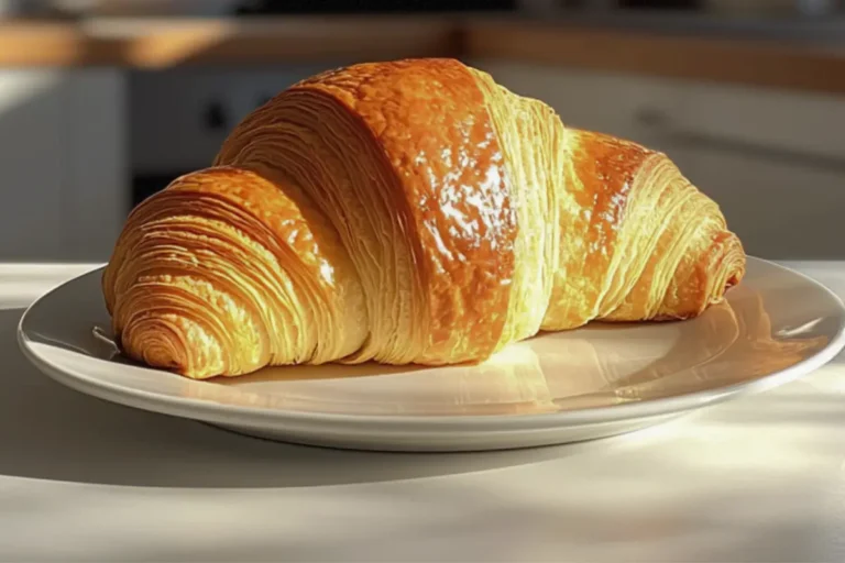 How long do breakfast pastries last? Golden, flaky croissant on a plate