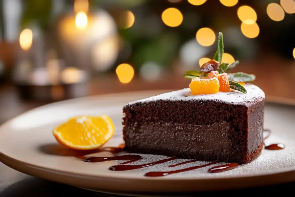 Served dish of prolific oven chocolate orange almond cake recipe